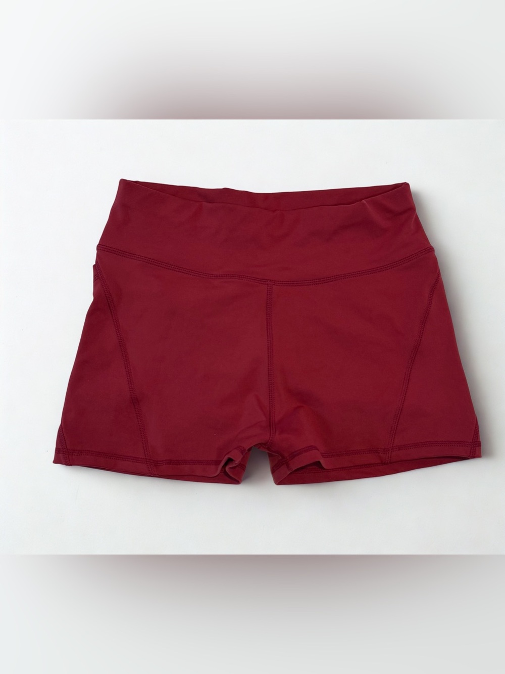 Womens Scrunch Booty High Waisted Butt Lifting shorts with pockets M wine red
